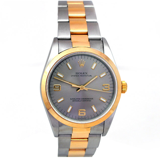 34mm Rolex Two-Tone Oyster Perpetual Rhodium Dial 14203.