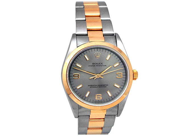 34mm Rolex Two-Tone Oyster Perpetual Rhodium Dial 14203.