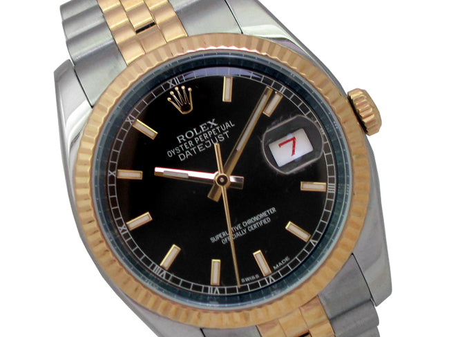 36mm  Rolex Two-Tone Datejust Black Dial 116233.