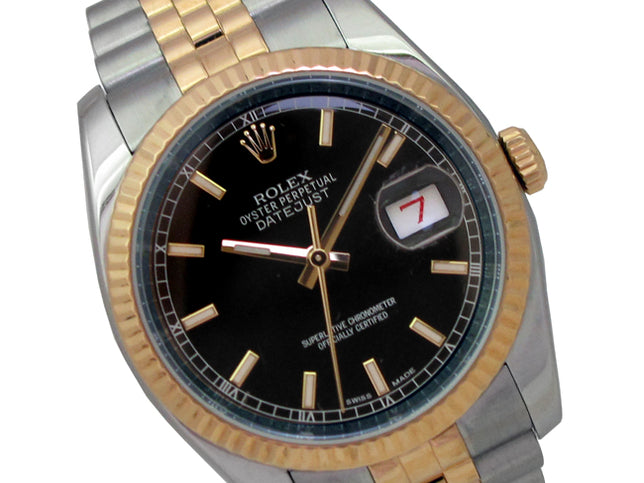 36mm  Rolex Two-Tone Datejust Black Dial 116233.