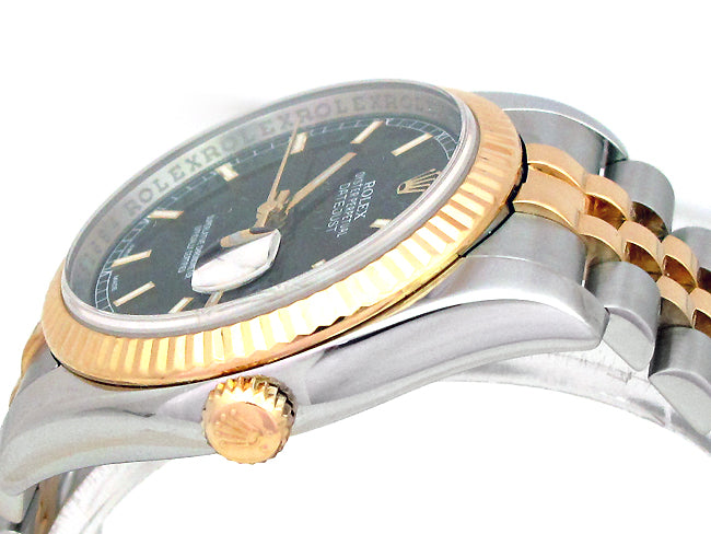 36mm  Rolex Two-Tone Datejust Black Dial 116233.