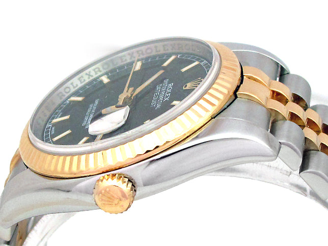 36mm  Rolex Two-Tone Datejust Black Dial 116233.