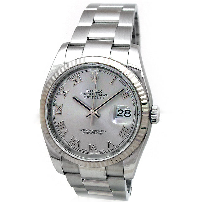 36mm Rolex Stainless Datejust Rhodium Dial Oyster 116234.