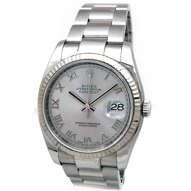 36mm Rolex Stainless Datejust Rhodium Dial Oyster 116234.