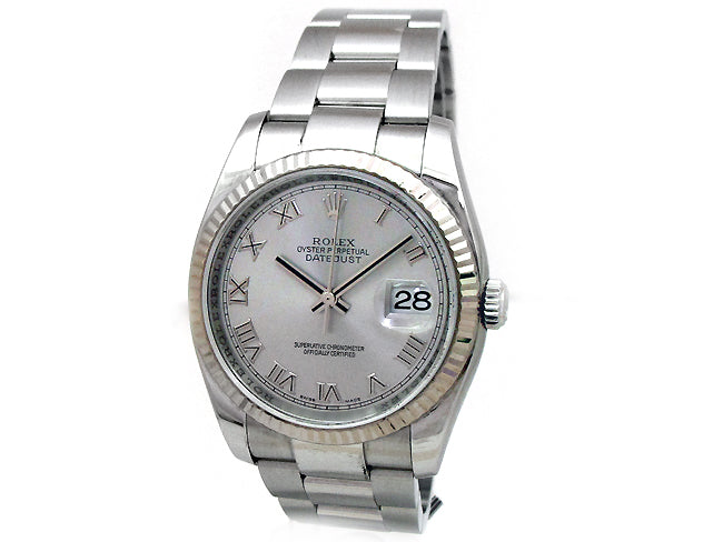 36mm Rolex Stainless Datejust Rhodium Dial Oyster 116234.