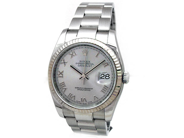 36mm Rolex Stainless Datejust Rhodium Dial Oyster 116234.