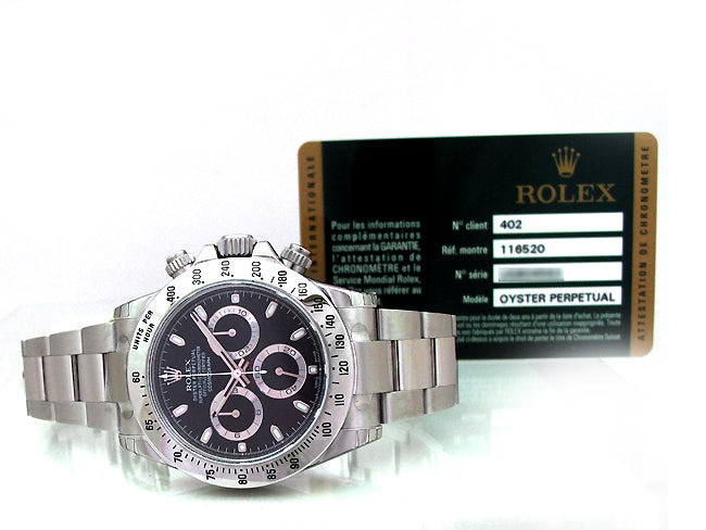 40mm Rolex Stainless Steel Oyster Perpetual Daytona Cosmograph Watch 116520