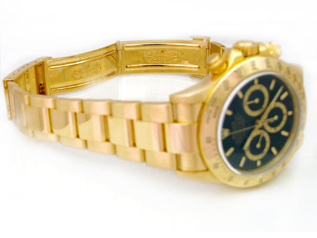 40mm Rolex 18k Yellow Gold Daytona Black Dial Watch 16528.