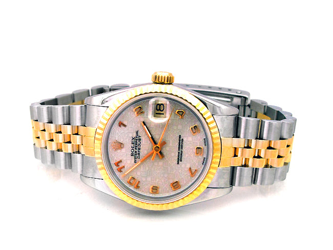 31mm Rolex Two-Tone Datejust Silver Jubilee Arb Dial 68273.