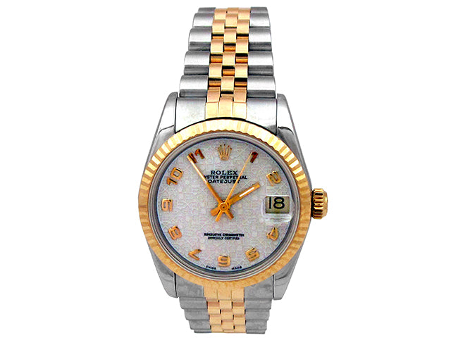 31mm Rolex Two-Tone Datejust Silver Jubilee Arb Dial 68273.