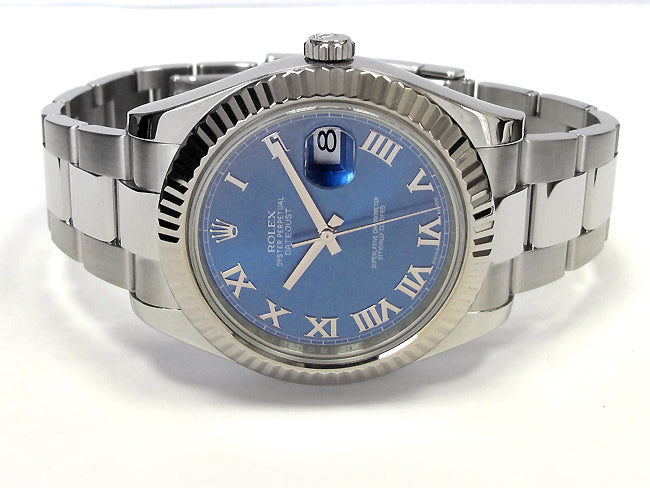 41mm Rolex Stainless Datejust II Blue Roman 116334.