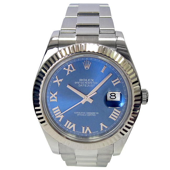 41mm Rolex Stainless Datejust II Blue Roman 116334.