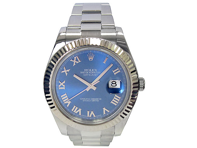 41mm Rolex Stainless Datejust II Blue Roman 116334.