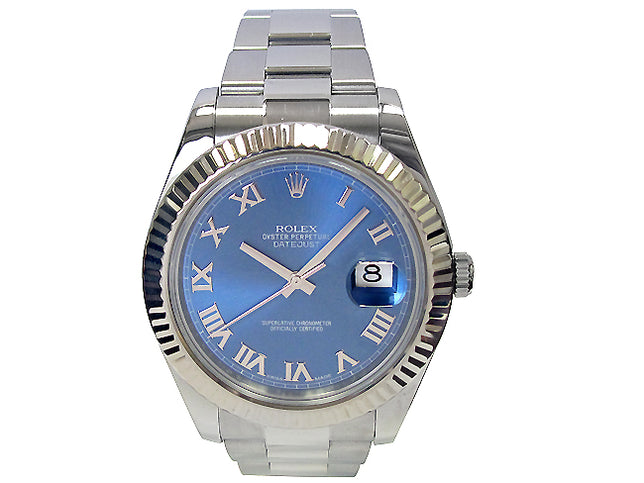 41mm Rolex Stainless Datejust II Blue Roman 116334.