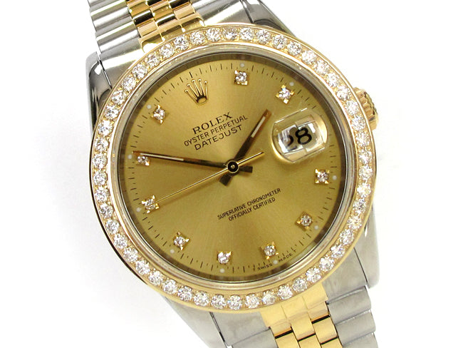 36mm Rolex Two-tone Datejust Champ Diamond Dial 16233.