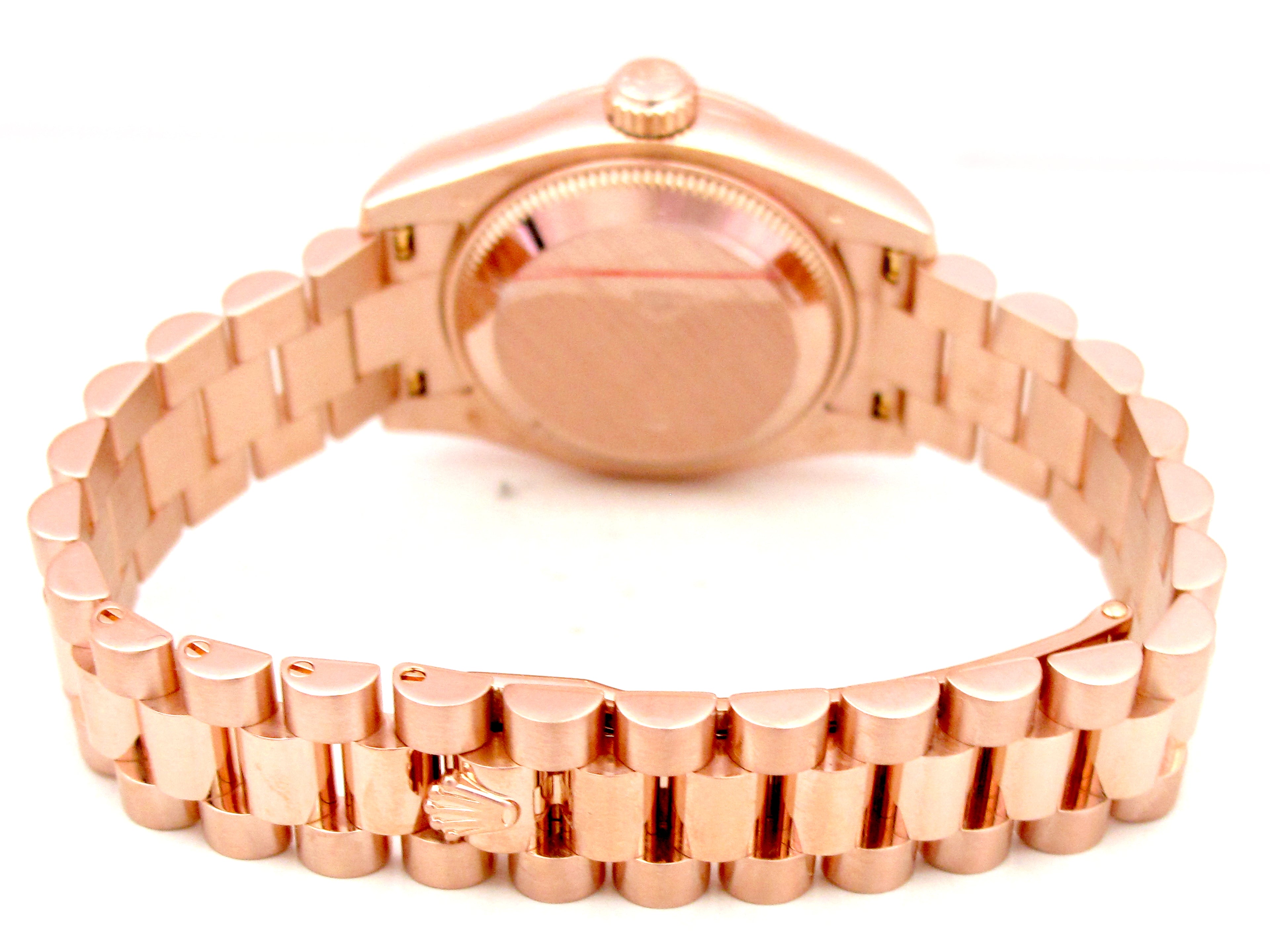26mm 18K Rose Gold Rolex President Datejust Watch with MOP R N and Diamonds 179175F.