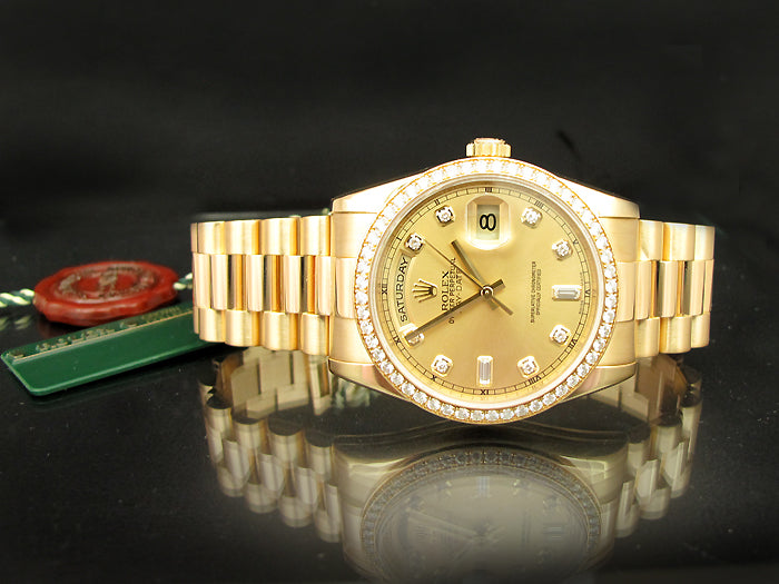 36mm Rolex 18k Yellow Gold Crown Collection Daydate 118348.
