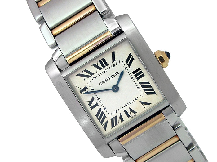 Midsize Cartier 18k Gold & Stainless Steel Tank Francaise Watch. W2TA0003