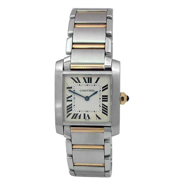 Midsize Cartier 18k Gold & Stainless Steel Tank Francaise Watch. W2TA0003