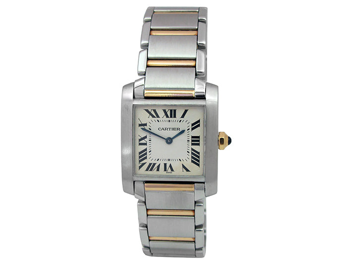 Midsize Cartier 18k Gold & Stainless Steel Tank Francaise Watch. W2TA0003