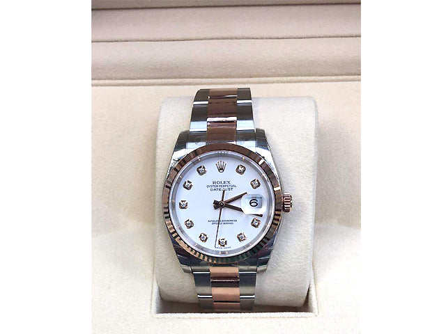 36mm Rolex 18K Rose Gold & Stainless Datejust Diamond Dial 116231.