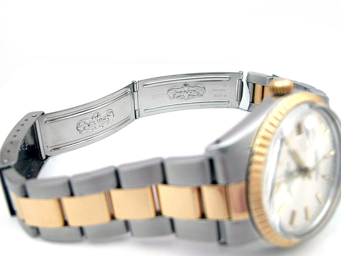 34mm Rolex 18k Gold and Stainless Steel Oyster Perpetual Date Watch 15053
