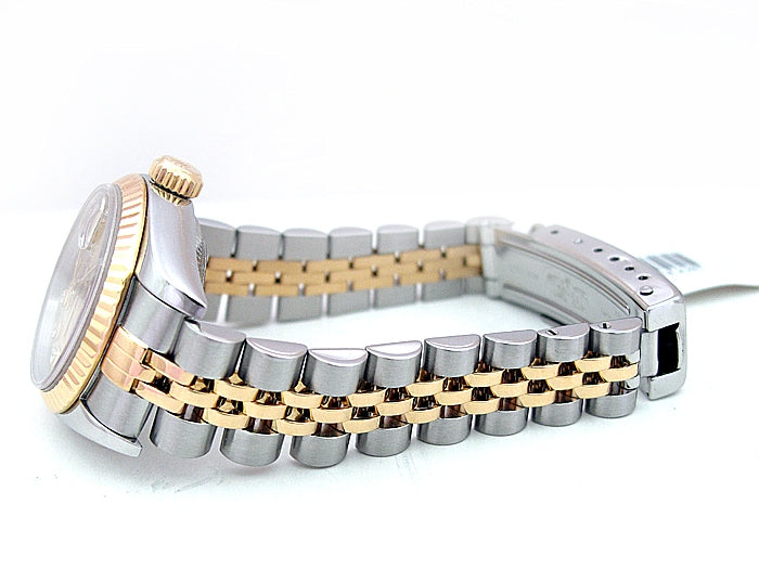 26mm Rolex 18K Gold & Stainless Steel Datejust Watch. Champagne Diamond Dial 79173.