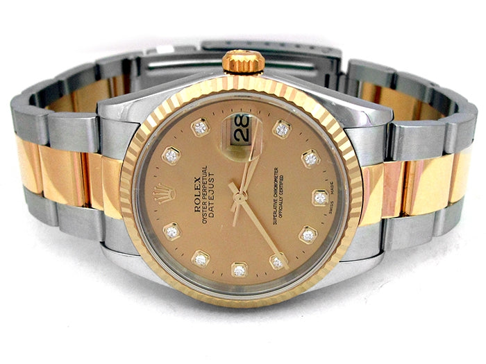 36mm Rolex Two-Tone Datejust with Diamond Dial 16233.