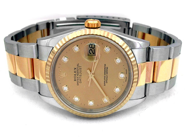 36mm Rolex Two-Tone Datejust with Diamond Dial 16233.