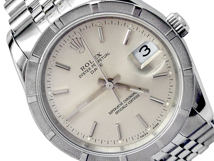 34mm Rolex Stainless Steel Oyster Perpetual Date Watch 15210