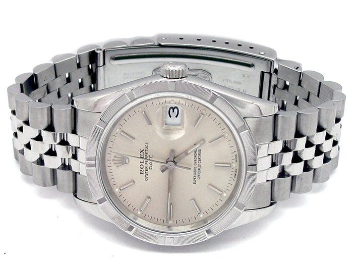 34mm Rolex Stainless Steel Oyster Perpetual Date Watch 15210
