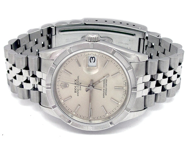 34mm Rolex Stainless Steel Oyster Perpetual Date Watch 15210
