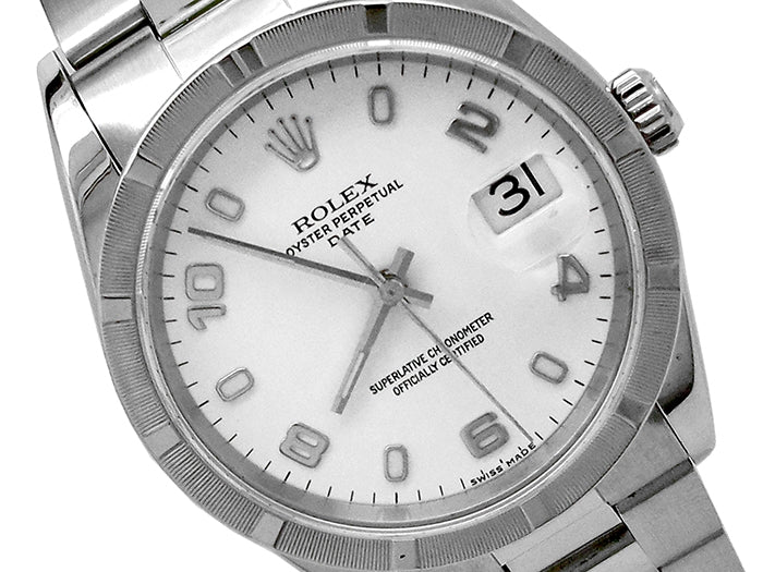 34mm Rolex Stainless Steel Oyster Perpetual Date Watch 15210