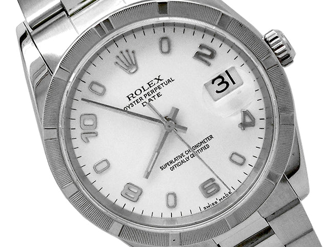 34mm Rolex Stainless Steel Oyster Perpetual Date Watch 15210