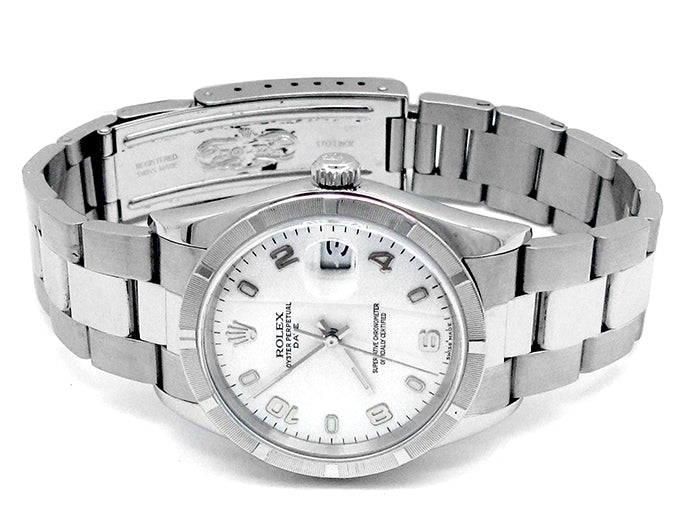 34mm Rolex Stainless Steel Oyster Perpetual Date Watch 15210