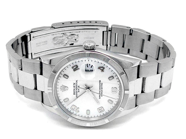 34mm Rolex Stainless Steel Oyster Perpetual Date Watch 15210