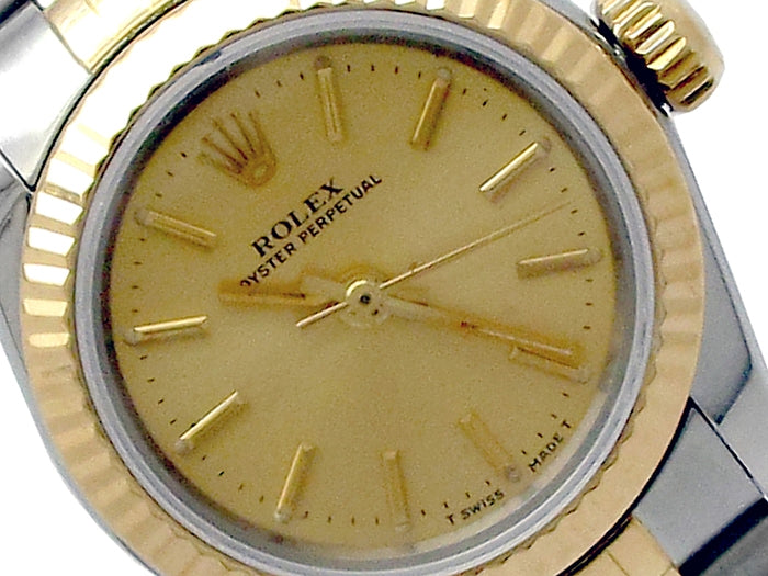 24mm Rolex 18k Yellow Gold and Stainless Steel Oyster Perpetual Watch 67193
