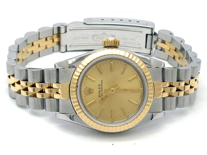 24mm Rolex 18k Yellow Gold and Stainless Steel Oyster Perpetual Watch 67193