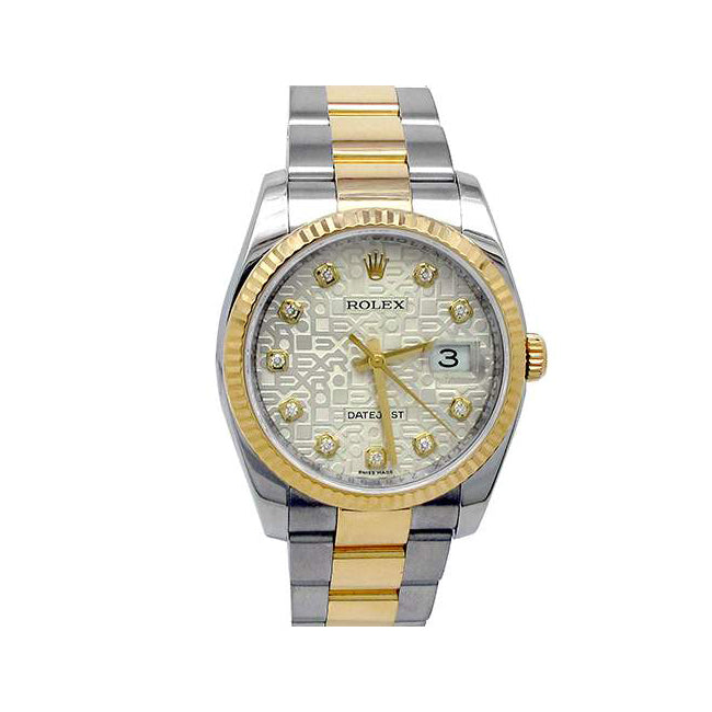 36mm Rolex 18k Yellow Gold and Stainless Steel Datejust Watch 116233