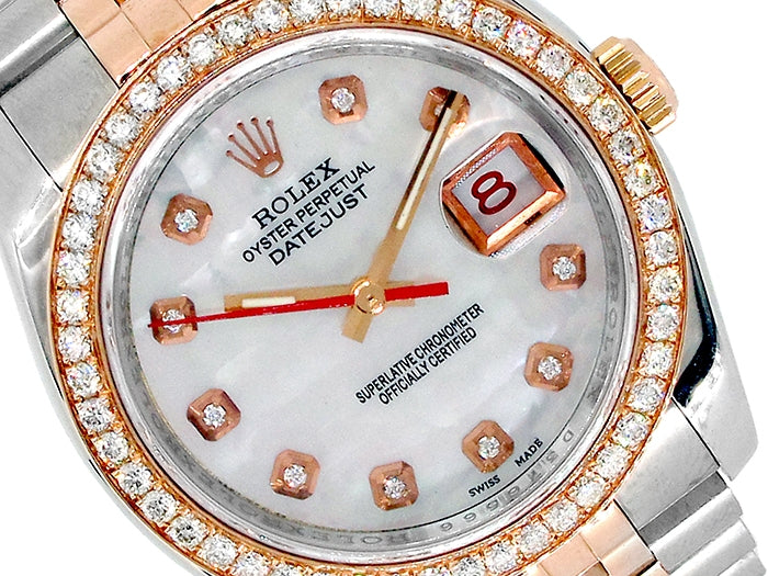 36mm Rolex 18k Rose Gold & Stainless Steel Oyster Perpetual Datejust Watch 116261