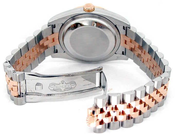 36mm Rolex 18k Rose Gold & Stainless Steel Oyster Perpetual Datejust Watch 116261