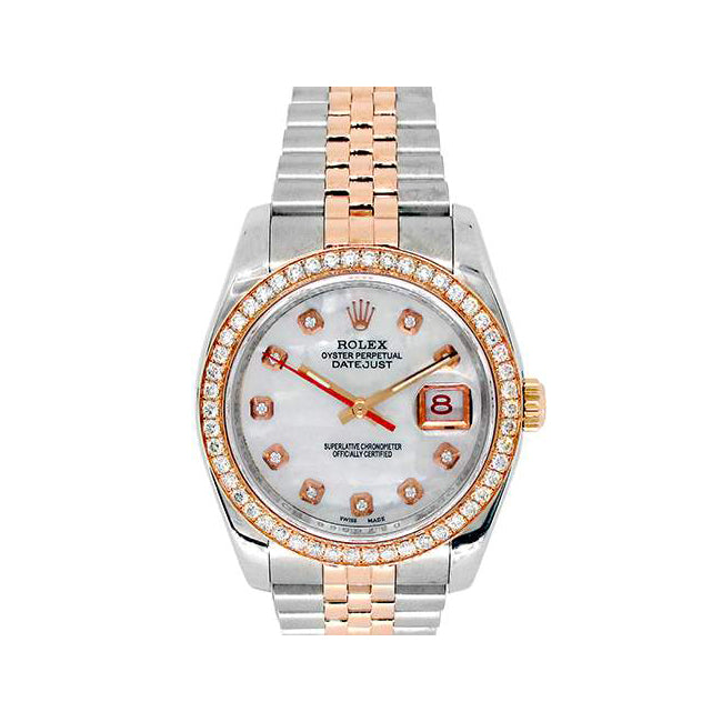 36mm Rolex 18k Rose Gold & Stainless Steel Oyster Perpetual Datejust Watch 116261