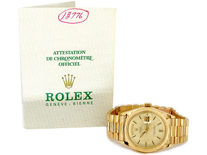 36mm Rolex 18k Yellow Gold Oyster Perpetual Daydate Watch 1803