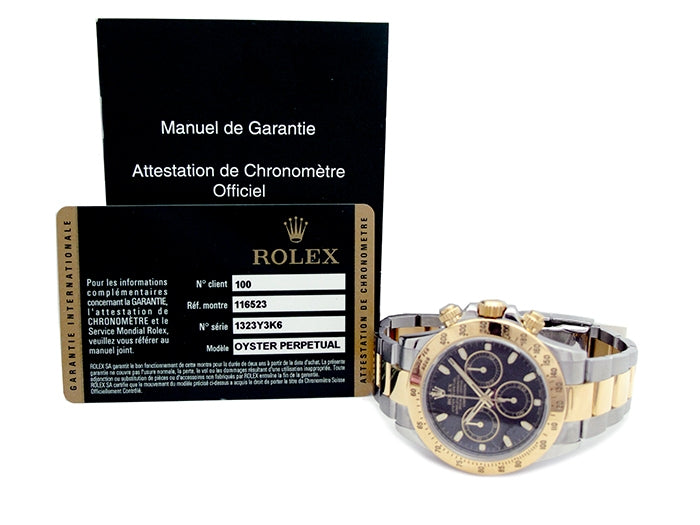 40mm Rolex 18k Gold & Stainless Steel Oyster Perpetual Daytona Watch 116523
