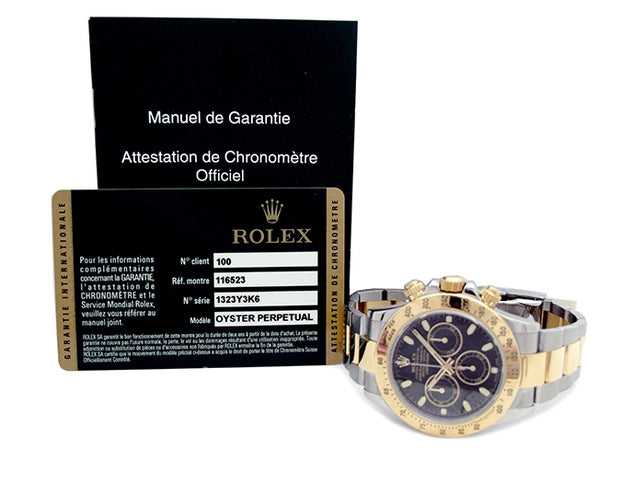 40mm Rolex 18k Gold & Stainless Steel Oyster Perpetual Daytona Watch 116523