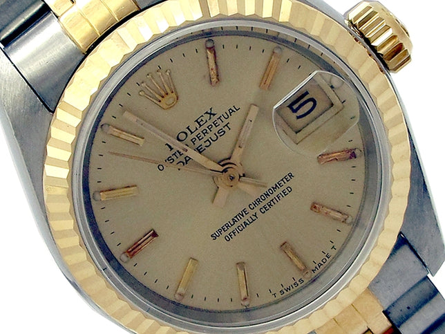 26mm Rolex 18k Yellow Gold and Stainless Steel Oyster Perpetual Datejust Watch 69173
