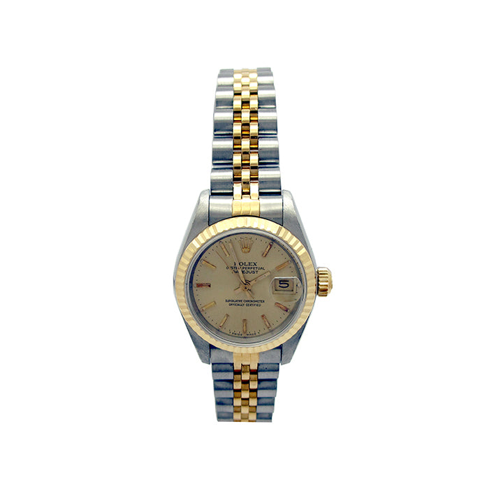 26mm Rolex 18k Yellow Gold and Stainless Steel Oyster Perpetual Datejust Watch 69173