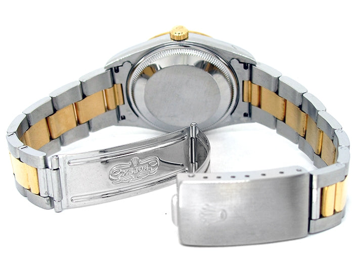 34mm Rolex 18k Yellow Gold and Stainless Steel Oyster Perpetual Date Watch 15223