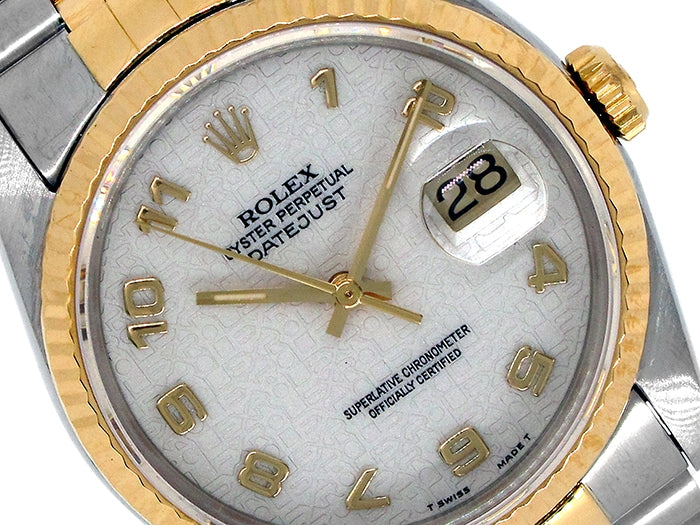 36mm Rolex 18k Yellow Gold and Stainless Steel Oyster Perpetual Datejust Watch 16233