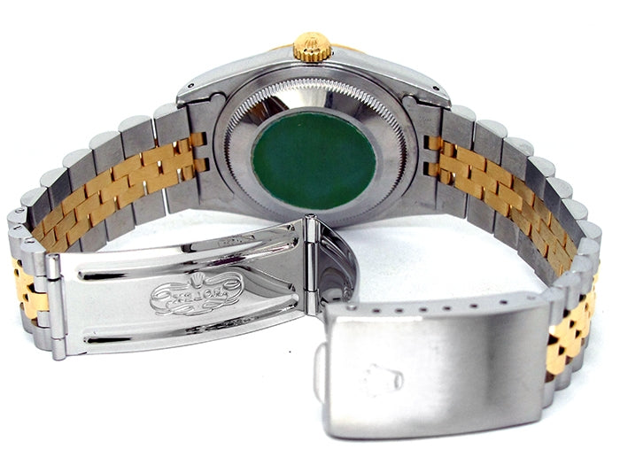 36mm Rolex 18k Yellow Gold and Stainless Steel Oyster Perpetual Datejust Watch 16233